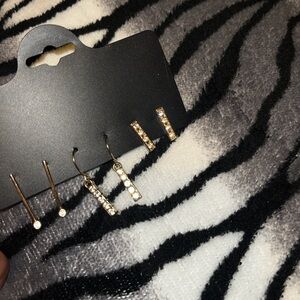 Gold with  Rhinestone Earrings Set